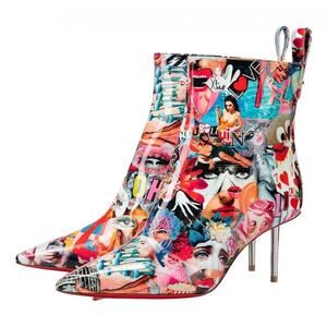Christian Louboutin Epic Booty 70 Multicolor Patent OH Xtian Heel Ankle Boot 42